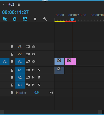 Pictures appear on your timeline as a purple color without an audio track (A1).
